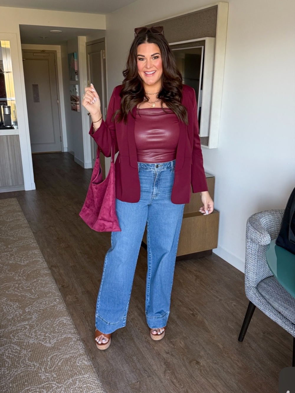 SOLY HUX PU Leather Square Neck Tank Top